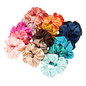 Chouchous pour cheveux en satin noir élégants pour femmes 2025, couleur unie, élastiques, accessoires pour cheveux - Product Image 1