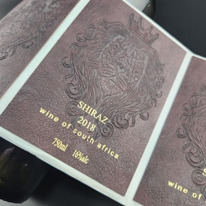 Custom Leather Patch PU Label Wine <b>Bottle</b> <b>Sticker</b> Red Wine Vintage Label with Embossed Special Leather - Product Image 3
