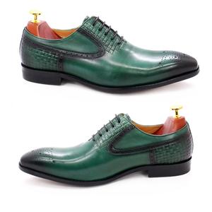 حذاء رسمي من الجلد للمناسبات, حذاء رسمي من الجلد مناسب للحفلات وحفلات الزفاف ، أسود فاخر من البروغ ، حذاء أكسفورد - Product Image 1