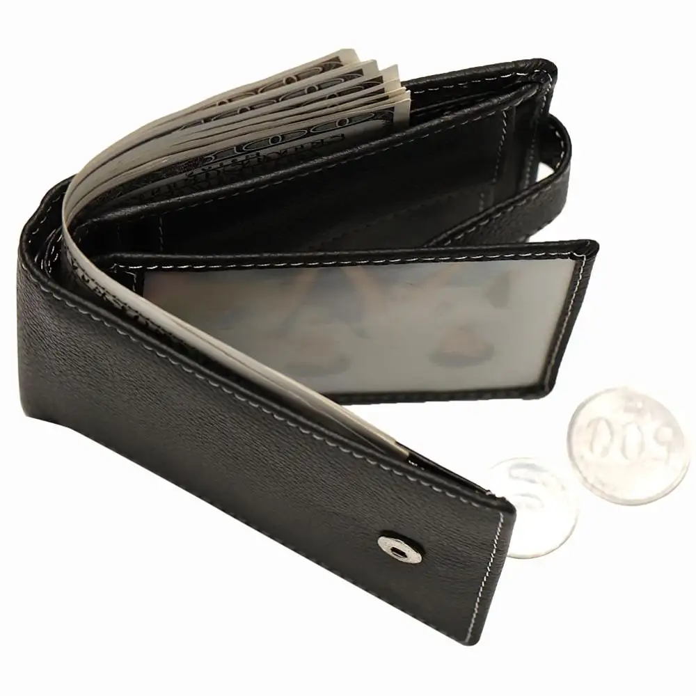 New front pocket bifold men weave genuine leather rfid mens wallet