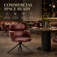 Fauteuil pivotant moderne rembourré avec base en métal pour restaurant, hôtel, café, bar, bureau, mobilier commercial