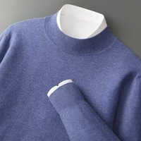 Pull en cachemire pour homme personnalisé, col semi-haut, tricoté, pour l'automne et l'hiver