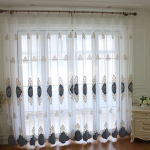 Fábrica al por mayor en línea estilo europeo confeccionado bordado gasa cortinas transparentes - Product Image 5