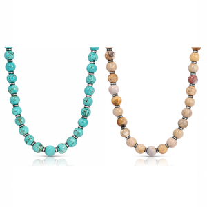 Collier boule disco turquoise Gemnel, rondelles de diamant noircies, plaqué argent 925, perles dorées, pour femme - Product Image 1