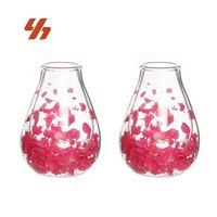 Tasse à café et à thé en verre borosilicate double paroi, design simple avec fleurs séchées, résistante à la chaleur, pour la maison