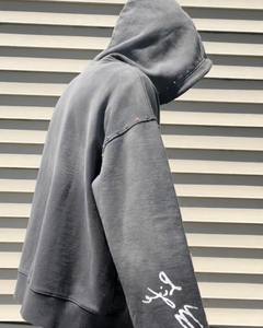 Sweat-shirts à capuche zippés Streetwear personnalisés, 450 g/m², impression sérigraphique, effet vieilli, délavé à l'acide, effet soleil, avec strass - Product Image 4