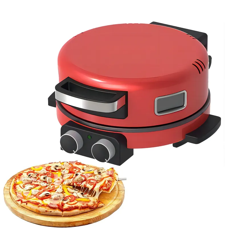 Fabrika 1600w ayarlanabilir sıcaklık ev otomatik elektrikli Pizza makinesi fırın zamanlayıcı Pizza makinesi makinesi ile
