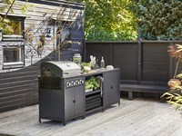 Meubles de cuisine modulaires industriels en acier inoxydable pour extérieur, armoires murales de jardin, évier, robinet, crédence, écologiques et étanches