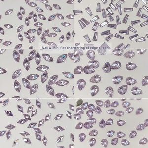 Venta al por mayor de fábrica: Zirconia morada de base plana para decoración de uñas, diamantes brillantes, mini decoración de uñas, cabujón en forma de lágrima para decoración de uñas. - Product Image 3