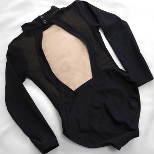 Maillot de Gimnasia con Cuello Alto y Mangas Largas, Color Negro, con Logotipo Personalizado, al por Mayor, para Bebés, Niñas, Danza, Ballet, Niños Pequeños - Product Image 1