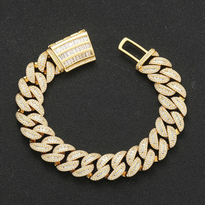 สร้อยข้อมือฮิปฮอป 15 มม. ชุดผสม ตัวอักษร T ประดับเพชรซิคอน สร้อยคิวบา สร้อยข้อมือผู้ชาย แฟชั่นทันสมัย สร้อยคอ Lijing - Product Image 1