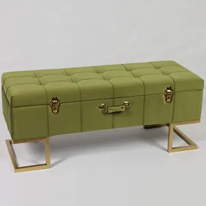 Desain baru ruang tamu panjang kursi ottoman beludru kamar tidur bangku penyimpanan untuk kamar tidur