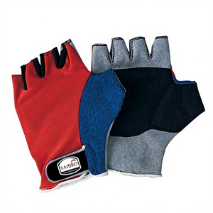 Guantes de gimnasio Saibro de medio dedo para levantamiento de pesas, fitness, ejercicio, entrenamiento, unisex, de tela, rojo, azul, gris - Product Image 4