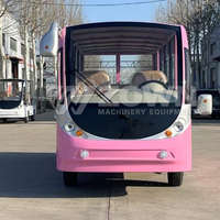 Bus de tourisme électrique rose, 17 places, véhicule de visite fermé avec sièges en cuir pour les excursions de villégiature, les mariages et les événements