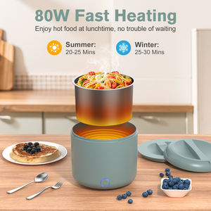 Boîte à lunch électrique Herrfilk, chauffe-aliments 80W, mini ronde, facile à transporter, Fiambrera Eléctrica, boîte à lunch électrique pour voiture, bureau - Product Image 2