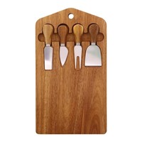 Creatief acacia houten snijplank, kaasplank en messenset voor thuiskeuken