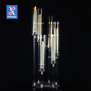 Promesa elegante decoración de fiesta candelabros altos fábrica al por mayor Decoración de mesa de boda con portavelas Acrílico - Product Image 1