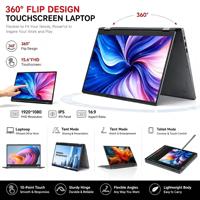 Laptop IPS Layar Sentuh 15.6" 360° Lipat Baru Windows 11 Home AMD Ryzen5 5500U 6 Core SSD 2-in-1 Bahasa Inggris EU