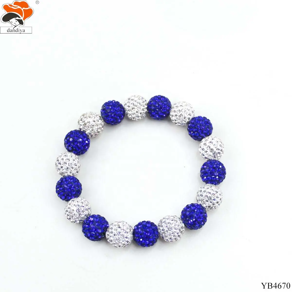 12 mm with 18 pieces Rhinestone balls beads High quality and high density rhinestone ball bracelet with logo bracelet