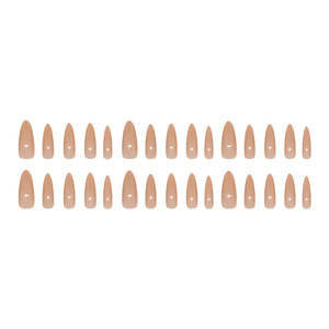Faux ongles modernes de qualité supérieure, transparents effet glace, à presser, longs, forme amande, nude, élégants - Product Image 6