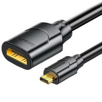 SAMZHE Kabel Adaptor Micro HDMI ke HDMI 0.3m 4K/30Hz Berlapis Emas dengan Selubung PVC, Male ke Female untuk Laptop, HDTV, Proyektor, Monitor