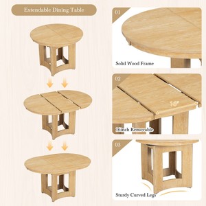 Modern Extendable Wood Dining <b>Table</b> Set 5-Piece with 4 Upholstered Chairs 16-Inch Removable Leaf <b>Small</b> Spaces - Product Image 3