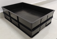 Caisses carrées en plastique pliables et empilables UGET 440*290*75mm, boîtes de manutention pour pièces automobiles et supermarchés alimentaires