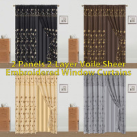 Stock entrepôt local US – Rideau simple 54*84 po, plusieurs styles et couleurs, broderie florale, passe-tringle, pour chambre et salon