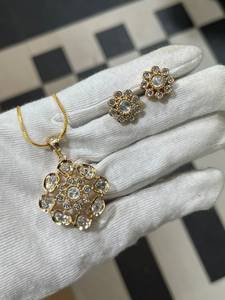 Wholesale <b>Indian</b> Polki Kundan Pendant Brass <b>Jewelry</b> <b>Set</b> Rhodium Plated Diamond Antique Look Trendy Designer Wedding Women's - Product Image 6