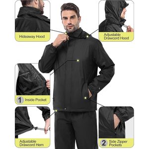 Traje Impermeable para Hombre de 33,000 pies, Ligero, Plegable, Transpirable, con Costuras Selladas, Bolsillos con Cremallera, Capucha Ajustable, para Senderismo - Product Image 3