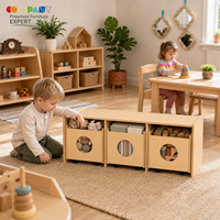 Banc de rangement moderne en bois pour garderie, crèche, salle Montessori et entrée - Mobilier pour tout-petits