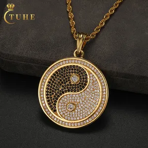 Alibaba Jewelry Factory Price Iced Out 18K Gold Plated Brass 5A Zircon Iced Out Gossip Array Pendant Necklace