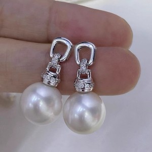 WENCHI 10907 DIY Pearl Accessories S925 <b>Silver</b> Fashion Drop Earrings with 8-14mm <b>Beads</b> Empty Tray Earnail Jewelry Making China - Product Image 1