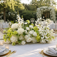 5D Hochwertige Seidenrosen-Hortensien Künstliches Grün Hochzeits-Bodenblumenarrangement Party-Bühnendekoration Wegführungsprops