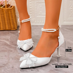 Nouveau style <span class=keywords><strong>de</strong></span> design – Escarpins sexy pour <span class=keywords><strong>femme</strong></span> à bout pointu et talons fins <span class=keywords><strong>de</strong></span> 7 <span class=keywords><strong>cm</strong></span>, avec double grand nœud et <span class=keywords><strong>talon</strong></span> carré effilé – Escarpins pour <span class=keywords><strong>femme</strong></span> MuY1119 - Product Image 5