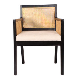 Meubles de salle à manger modernes de <span class=keywords><strong>style</strong></span> <span class=keywords><strong>scandinave</strong></span> Fauteuil de siège en tissu à cadre en bois de CAOUTCHOUC massif <span class=keywords><strong>Chaise</strong></span> de salle à manger à dossier en rotin - Product Image 2