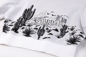 Pull-over à manches longues en coton 100% GOTS de haute qualité, col rond, tricot décontracté pour femmes, haut court à fleurs - Product Image 4