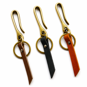 Genuine Leather Heavy Duty Embossed Vintage Fish Hook Keychain Handmade Key <strong>Holder</strong> Key Rings - Product Image 1