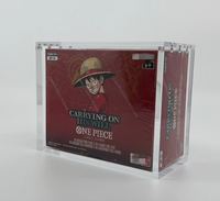 Boîte de présentation en acrylique transparente moderne sur mesure pour jeu de cartes One Piece OP 02 Booster avec montage facile