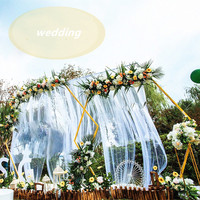 Arche de mariage hexagonale en métal doré de haute qualité pour décoration florale et événements