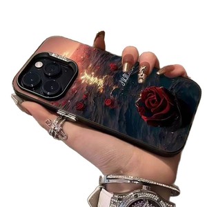 เคสโทรศัพท์มือถือ TPU ลายดอกกุหลาบพิมพ์ลายดอกไม้สีเงินสำหรับ iPhone 8 x XR XS 11 12 13 14 15 16 17 PRO MAX - Product Image 5