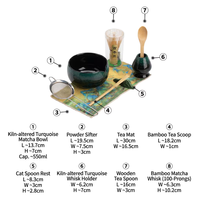 Coffret Cadeau Matcha en Céramique Émaillée 8 Pièces Kingze OEM avec Logo Personnalisé, Marque Privée, Vente en Gros