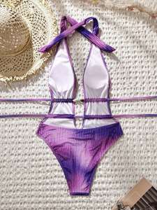 Maillot de bain une pièce sexy pour <span class=keywords><strong>femme</strong></span> 2026 – Fournisseur de maillots de bain de plage à coupe haute et dos nu dégradé – Maillot de bain Slingshot - Product Image 4