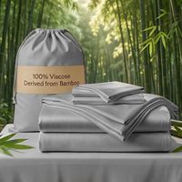 Ensemble de draps de luxe, 100% fibre de bambou, rafraîchissant et respirant, doux comme de la soie, draps et taies d'oreiller (gris, CK)