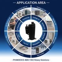 Compresor de Motor Hermético Duradero PH480X3CS-4MU1 de 3HP, Tipo Rotatorio, Marca OEM, 1 Año de Garantía para Refrigerante R22, Voltaje Nominal