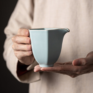 Ru Ware Hexagonal Fair Cup Ceramic <b>Tea</b> <b>Set</b> With Crackle Glaze For Kung Fu <b>Tea</b> Serving - Product Image 4