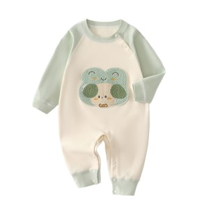 Ropa de Bebé, Mono de Algodón Puro de Manga Larga Unisex para Primavera y Otoño con Aplique de Rana, Body para Recién Nacido - Product Image 5