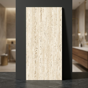 Dalles de sol et de mur en porcelaine pleine masse, effet terrazzo argenté, 600x1200mm, finition brillante - Product Image 3