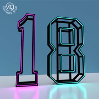 Chiffres et lettres lumineux pour 18e anniversaire, couleur RGB changeante, numéros LED autoportants pour la décoration de table ou de fond de fête d'anniversaire.