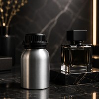 Flacon de parfum chimique premium de 350 ml en aluminium brillant avec bouchon noir classique inviolable